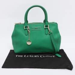 Pre Owned DKNY Green Saffiano Leather Robinson Double Zip Tote