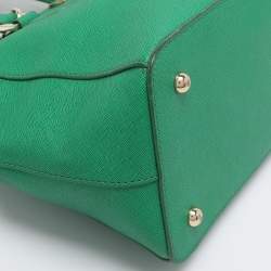 Pre Owned DKNY Green Saffiano Leather Robinson Double Zip Tote