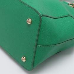 Pre Owned DKNY Green Saffiano Leather Robinson Double Zip Tote