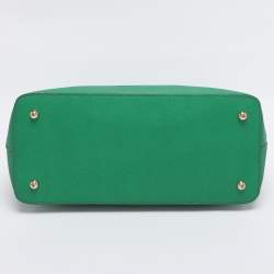 Pre Owned DKNY Green Saffiano Leather Robinson Double Zip Tote