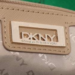 Pre Owned DKNY Green Saffiano Leather Robinson Double Zip Tote