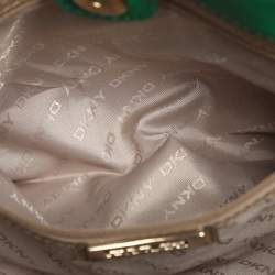 Pre Owned DKNY Green Saffiano Leather Robinson Double Zip Tote