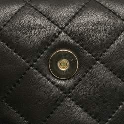 Pre Owned DKNY Black Quilted Leather Flap Chain Crossbody Bag