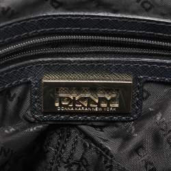 Pre Owned DKNY Blue Signature Canvas and Leather Trim Flap Top Handle Bag
