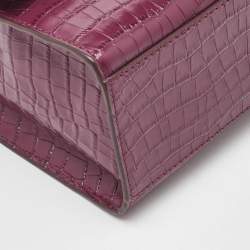 Pre Owned حقيبة يد دي كي أن واي فلاب بمقبض علوي جلد منقوش بنقشة جلد التمساح بورغندي