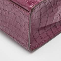 Pre Owned حقيبة يد دي كي أن واي فلاب بمقبض علوي جلد منقوش بنقشة جلد التمساح بورغندي