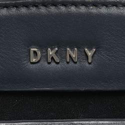 Pre Owned DKNY Blue Leather Logo Satchel