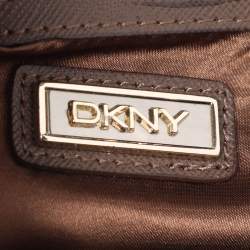 Pre Owned DKNY Brown/Beige Signature Canvas And Leather Chain Shoulder Bag