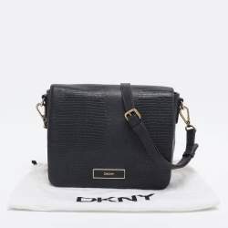 Pre Owned DKNY Navy Blue Lizard Embossed Leather Bryant Crossbody Bag