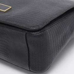 Pre Owned DKNY Navy Blue Lizard Embossed Leather Bryant Crossbody Bag