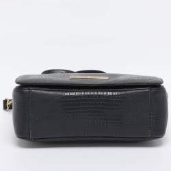 Pre Owned DKNY Navy Blue Lizard Embossed Leather Bryant Crossbody Bag