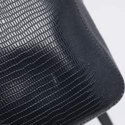 Pre Owned DKNY Navy Blue Lizard Embossed Leather Bryant Crossbody Bag