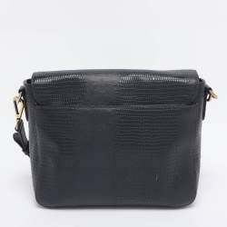 Pre Owned DKNY Navy Blue Lizard Embossed Leather Bryant Crossbody Bag