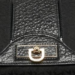 Pre Owned DKNY Black Signature Fabric and Leather Flap Chain Shoulder Bag