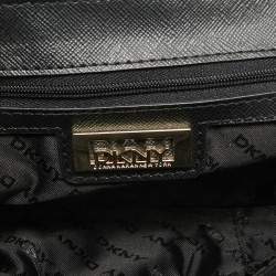 Pre Owned DKNY Black Signature Fabric and Leather Flap Chain Shoulder Bag