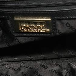 Pre Owned DKNY Black Signature Fabric and Leather Flap Chain Shoulder Bag