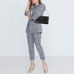 Pre Owned DKNY Black Signature Fabric and Leather Flap Chain Shoulder Bag