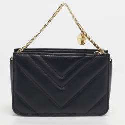 Pre Owned DKNY Black Leather Veronica Chain Clutch
