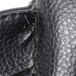 Pre Owned DKNY Black Leather and Croc Embossed Leather Top Handle Bag