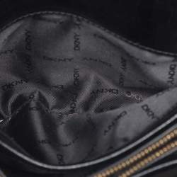 Pre Owned DKNY Black Leather and Croc Embossed Leather Top Handle Bag