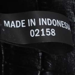 Pre Owned DKNY Black Leather and Croc Embossed Leather Top Handle Bag