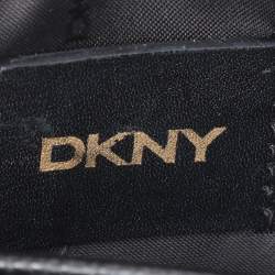 Pre Owned DKNY Black Leather and Croc Embossed Leather Top Handle Bag