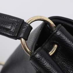 Pre Owned DKNY Black Leather and Croc Embossed Leather Top Handle Bag