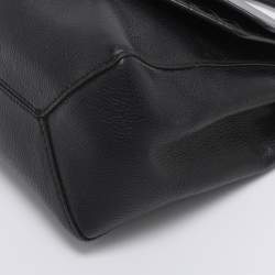 Pre Owned DKNY Black Leather and Croc Embossed Leather Top Handle Bag