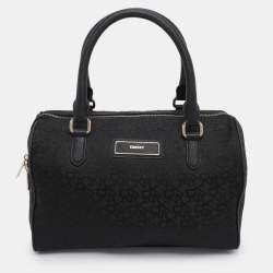 Pre Owned DKNY Black Canvas and Leather Satchel
