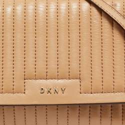 Pre Owned DKNY Beige Quilted Leather Gansevoort Crossbody Bag
