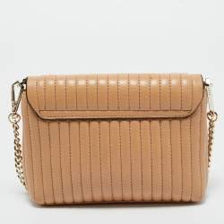 Pre Owned DKNY Beige Quilted Leather Gansevoort Crossbody Bag