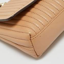 Pre Owned DKNY Beige Quilted Leather Gansevoort Crossbody Bag
