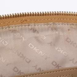 Pre Owned Dkny Brown/Mustard Canvas and Leather Dome Satchel