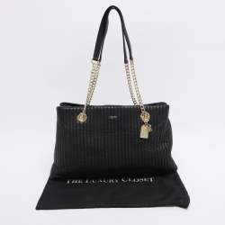 Pre Owned DKNY Black Quilted Leather Chain Tote