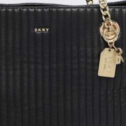 Pre Owned DKNY Black Quilted Leather Chain Tote