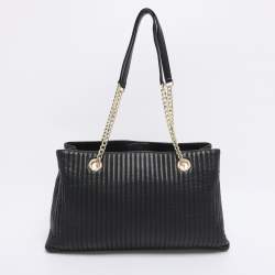 Pre Owned DKNY Black Quilted Leather Chain Tote