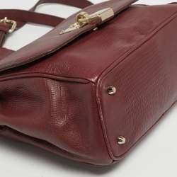 Pre Owned DKNY Red Lizard Embossed Leather Top Handle Bag