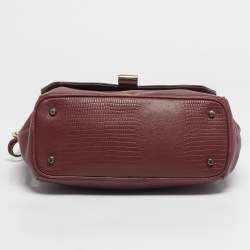 Pre Owned DKNY Red Lizard Embossed Leather Top Handle Bag