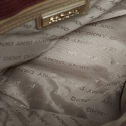 Pre Owned DKNY Red Lizard Embossed Leather Top Handle Bag