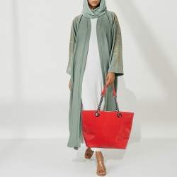 Pre Owned DKNY Red Patent Leather Chain Tote