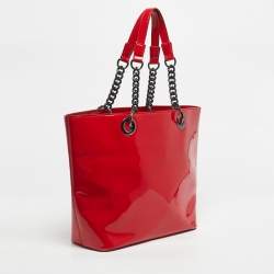 Pre Owned DKNY Red Patent Leather Chain Tote