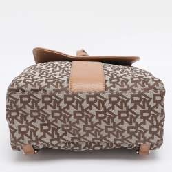 Pre Owned Dkny Beige Signature Canvas and Leather Backpack