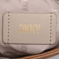 Pre Owned Dkny Beige Signature Canvas and Leather Backpack