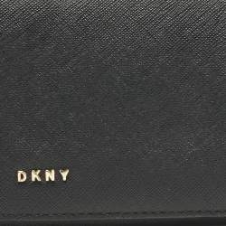 Pre Owned DKNY Black Leather Continental Flap Wallet