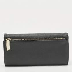 Pre Owned DKNY Black Leather Continental Flap Wallet