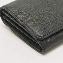 Pre Owned DKNY Black Leather Continental Flap Wallet