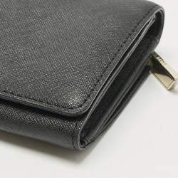Pre Owned DKNY Black Leather Continental Flap Wallet