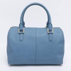 Pre Owned DKNY Blue Saffiano Leather Boston Bag