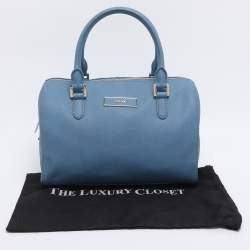 Pre Owned DKNY Blue Saffiano Leather Boston Bag