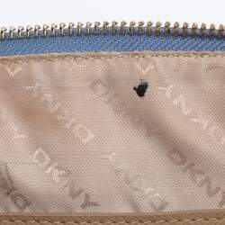 Pre Owned DKNY Blue Saffiano Leather Boston Bag